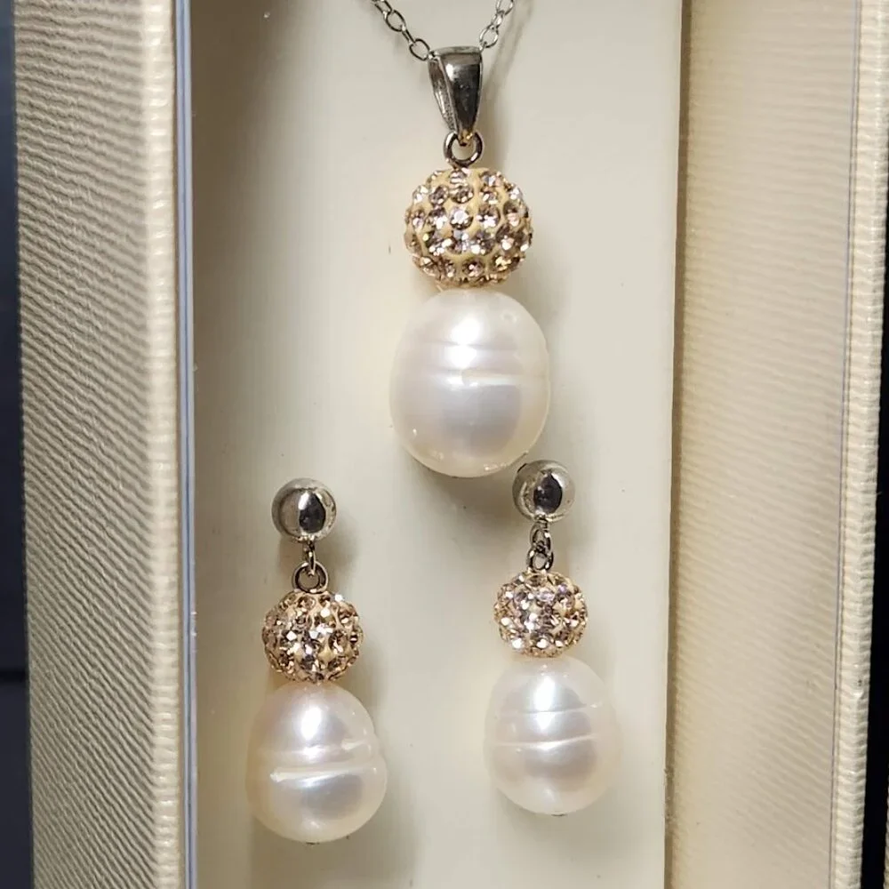 NEW Honora Cultured Pearls Necklace Earrings Boxed Gift Set Jewelry Brand New Ma